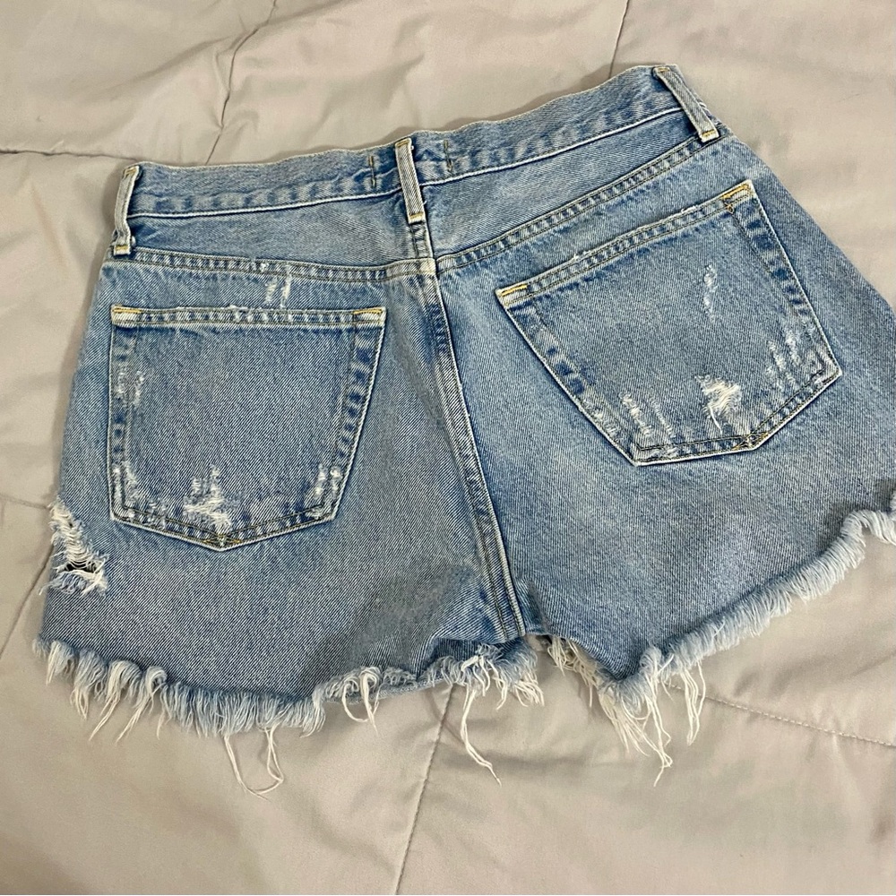 AGOLDE Parker Vintage Button Fly Cutoff Raw Hem Denim Shorts Women’s Size 25 - Picture 9 of 10